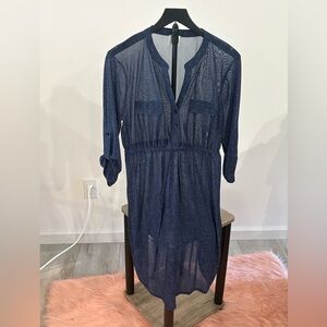 Siren Lily Deep Blue Sheer Long Sleeve Dress